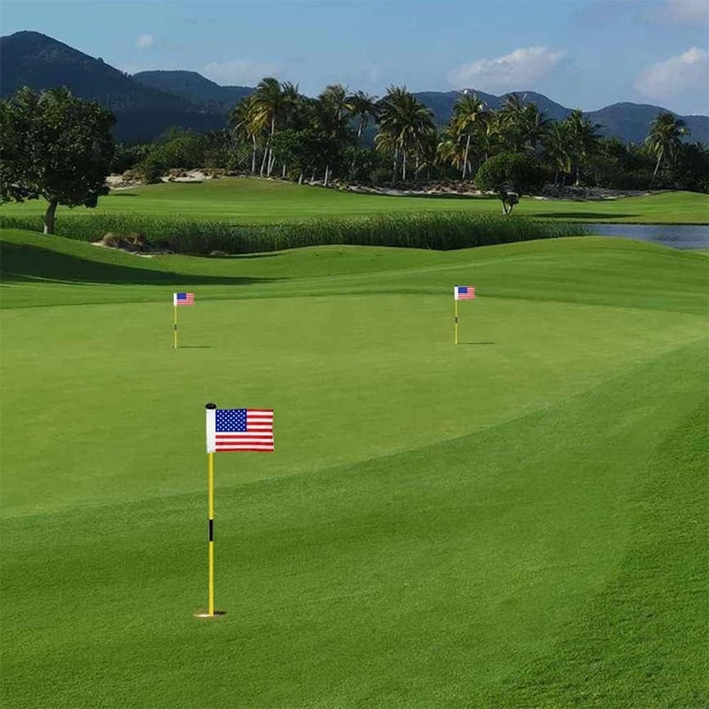 2BUT Standard Golf Flag Double Side American Golf Pin Flag Practic Putting Green Golf Flag For Backyard Garden Double-Sewn 600D Nylon Miniature Pin Flag (8"x6") - Image 5